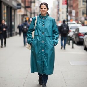 Chiango Teal Coat with Button Accents
